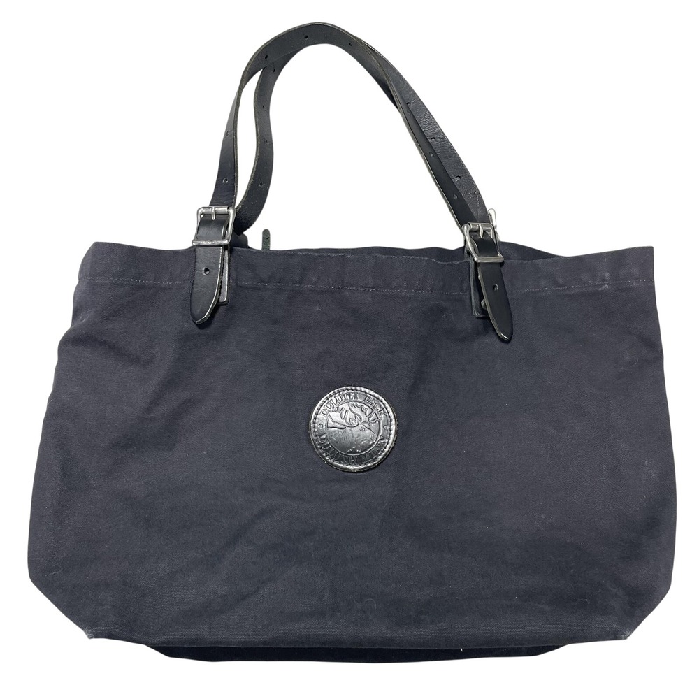 Duluth Pack Tote Shoulder Bag Womens Large Black Canvas Leather Handles Made USA